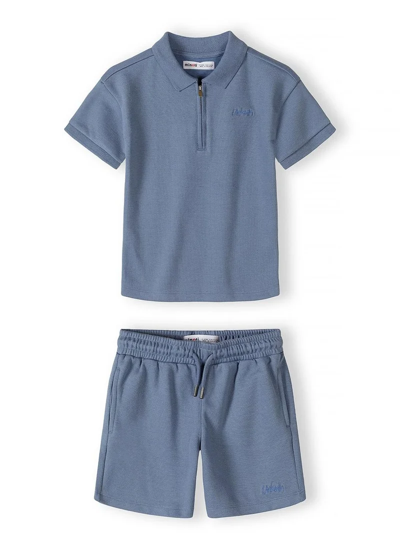 مينوتي Boys blue pique polo shirt and shorts set 3-15 years